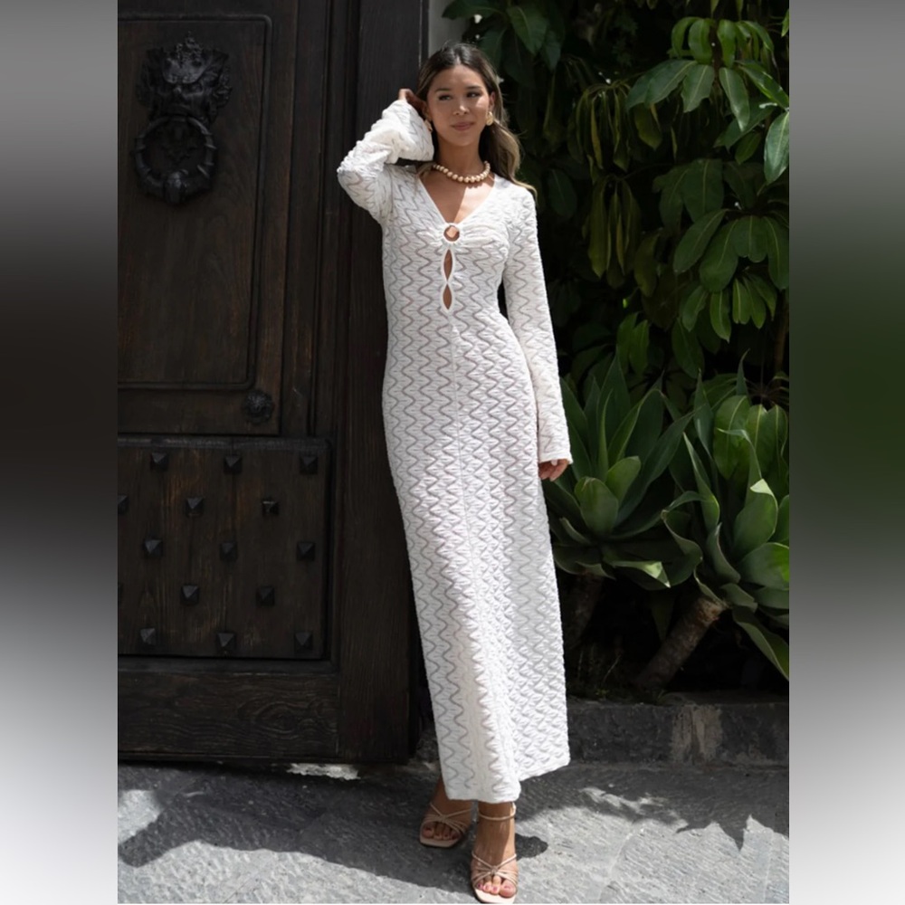 12th Tribe 
Tatiana Crochet O Ring Maxi Dress